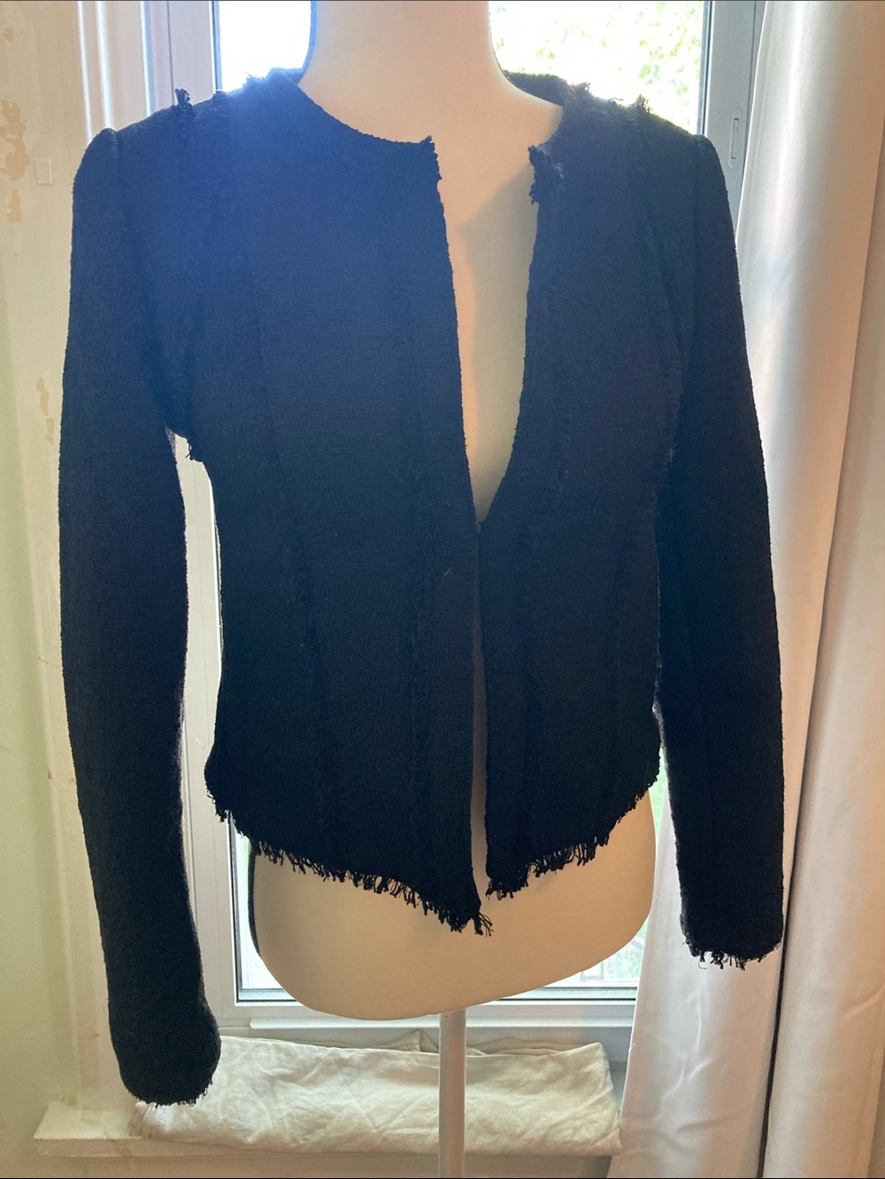 Banana Republic Black Textured Open-Front Jacket